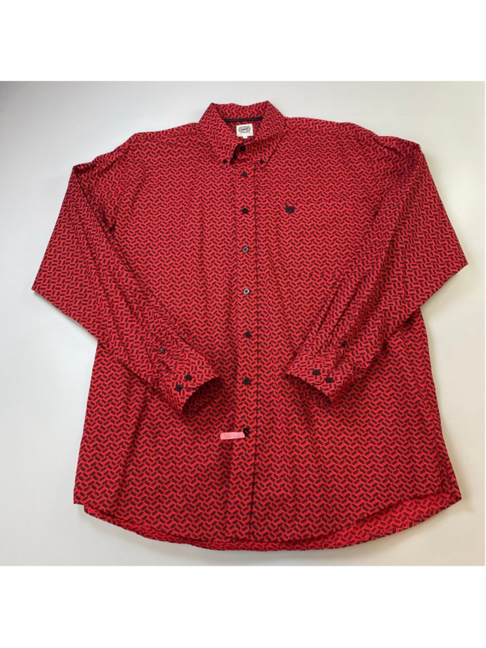 Cinch Shirt Mens Large Red Black Geometric Button Down Rodeo Cowboy Western Mint